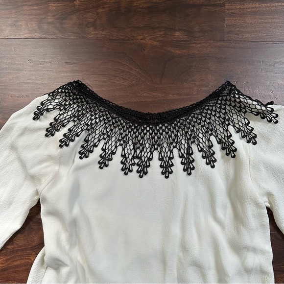 FOR LOVE & LEMONS Black White Open Draped Back Long Sleeve Top - Picture 4 of 12